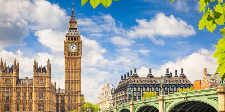 Famous Big Ben clock tower in London, England.