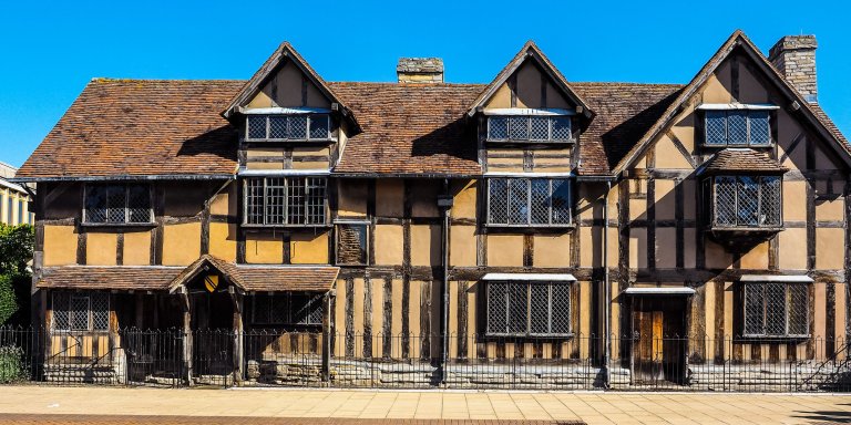 Historic Shakespeare's birthplace, a wooden building.