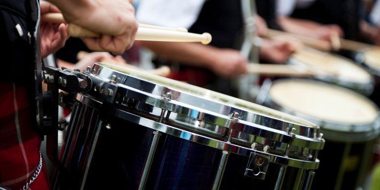 Scottish Pipe band drummers during Highlands Games.