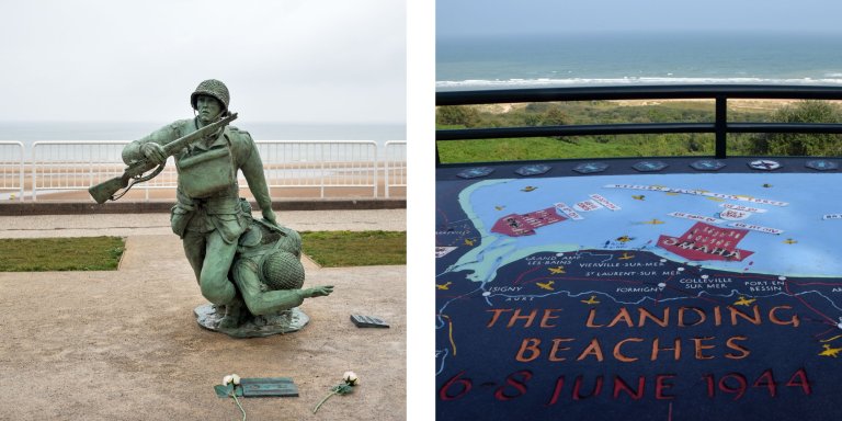 Omaha Beach | Map of the landing beaches. Photos via canva.com