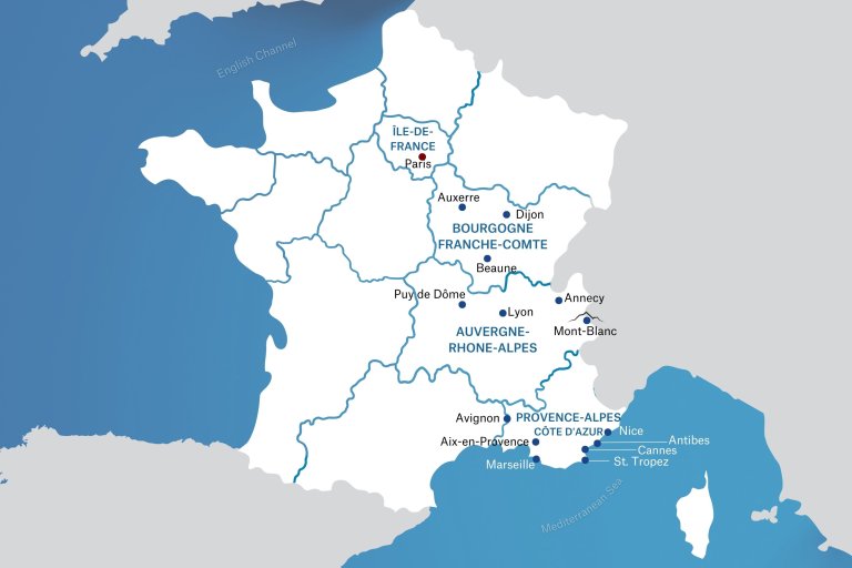 Map - Paris to South of France